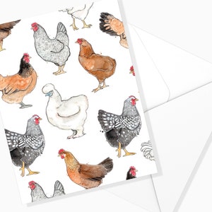 Carte de souhaits Les Poules | Animaux Ferme | Carte de voeux  | Illustration Poule Poulette | Fait Québec | Papeterie | Marie-Eve Arpin