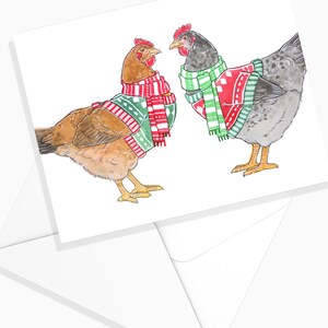 Carte de Souhaits Poules des Fêtes - Blanc | Temps des Fêtes | Carte Noël | Papeterie de Noël | Carte de Voeux de Noël | Marie-Eve Arpin