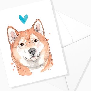 Carte de Souhaits Shiba Inu | Papeterie de Chien | Illustration Chien | Fait au Québec | Carte de Chien | Canin | Aquarelle Chien