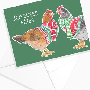 Carte de Souhaits Poules des Fêtes - Vert | Temps des Fêtes | Carte Noël | Papeterie de Noël | Carte de Voeux de Noël | Marie-Eve Arpin