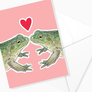 Frog Valentine's Day Card | Watercolor Animals Love Heart | Greeting Card | Cute Illustration | Nature Stationery | Marie-Eve Arpin Art