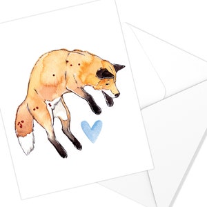 | de tarjetas Fox y Heart Wish Acuarela Animales Bosque | Tarjeta de felicitación| Ilustración Fox | Papelería única| Arte Marie-Eve Arpin