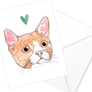 Cartão vermelho pequeno do gato de <br> Entrega Rápida? Aquarela Animais Felinos | Cartão comemorativo | Ilustração de gato | Artigos de papelaria exclusivos | Arte Marie-Eve Arpin