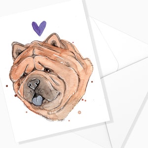 Chow Chow Wish Card| Cancelleria per cani | Illustrazione Dog | Prodotto in Quebec| Mappa | Dog Canino| Cane ad acquerello