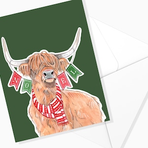 Christmas Highland Cow Wish Card | Holiday Season | Christmas Card | Christmas Stationery | Christmas Greeting Card | Marie-Eve Arpin