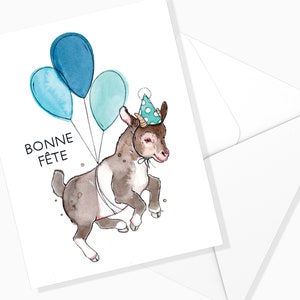 Carte de Fête Chèvre | Bonne Fête Animaux | Papeterie de Fête | Carte Aquarelle | Marie-Eve Arpin | Carte de souhaits | Carte de voeux