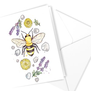 Carte Abeilles Printemps | Aquarelle Insecte | Carte de voeux | Illustration d'abeilles | Nature Papeterie | Marie-Eve Arpin Art