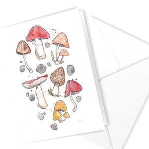 Carte de souhaits Champignons | Aquarelle Nature | Carte de voeux | Illustration Champignon | Mycologue | Marie-Eve Arpin Art