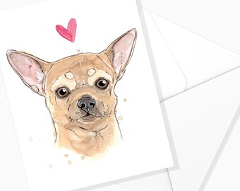 Carte de Souhaits Chihuahua | Papeterie de Chien | Illustration Chien | Fait au Québec | Carte de Chien | Canin | Aquarelle Chien