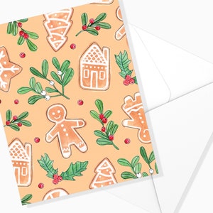 Carte de Souhaits Pain d'Épices et Gui | Temps des Fêtes | Carte Noël | Papeterie de Noël | Carte de Voeux de Noël | Marie-Eve Arpin
