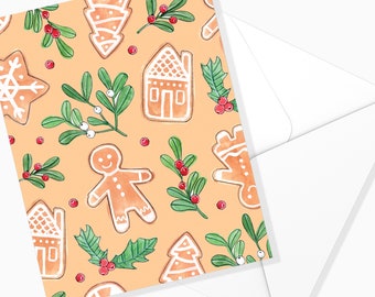 Gingerbread and Mistletoe Greeting Card | Holiday Season | Christmas Card | Christmas Stationery | Christmas Greeting Card | Marie-Eve Arpin