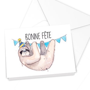 Happy Sloth Birthday Card | Happy Birthday | Greeting Card | Animal Illustration | Made in Quebec | Stationery | Marie-Eve Arpin
