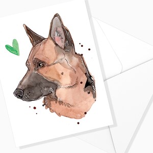 | della carta dei desideri del pastore tedesco Cancelleria per cani | Illustrazione Dog | Prodotto in Quebec| Mappa | Dog Canino| Cane ad acquerello