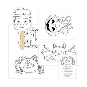 Bricolage MARIONNETTES D'HALLOWEEN à faire soi-même | Ensemble de Marionnettes | Papeterie | DIY | Marie-Ève Arpin |  | Illustration Automne