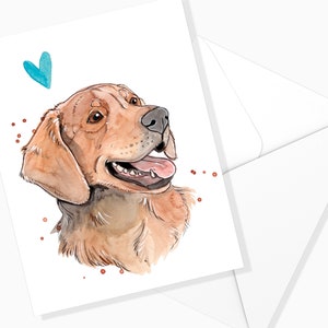 Carte de Souhaits Golden Retriever | Papeterie de Chien | Illustration Chien | Fait au Québec | Carte de Chien | Canin | Aquarelle Chien