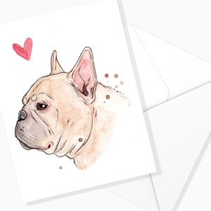 Carte de Souhaits Bouledogue Français | Papeterie de Chien | Illustration Chien | Fait au Québec | Carte de Chien | Canin | Aquarelle Chien