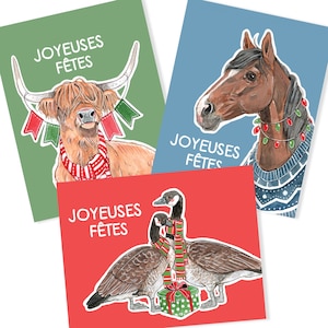 Greeting Card | Horse - Highland Cow - Goose | Holiday Season | Christmas Card | Christmas Stationery | Greeting Card | Marie-Eve Arpin