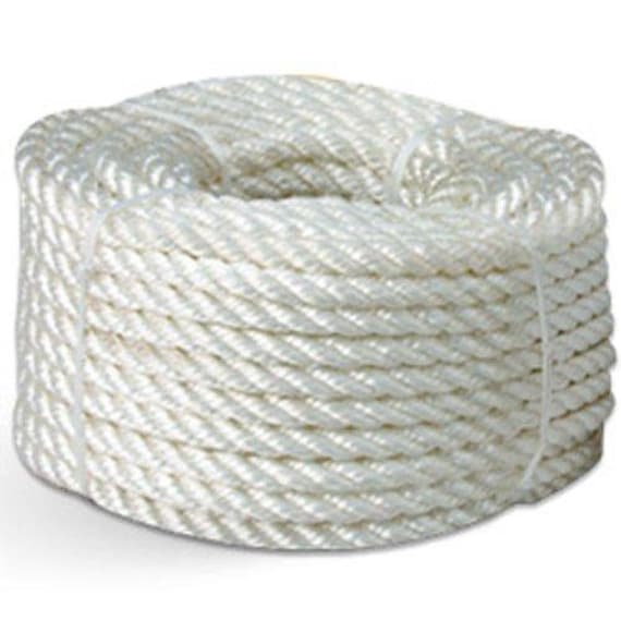 CWC 3-strand Nylon Rope 3/8 X 50 Ft., White pack of 12 Rolls 