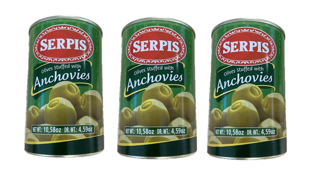 Serpis Green Olives Stuffed With Anchovies. 10.58 Oz Pack of 3 Etsy