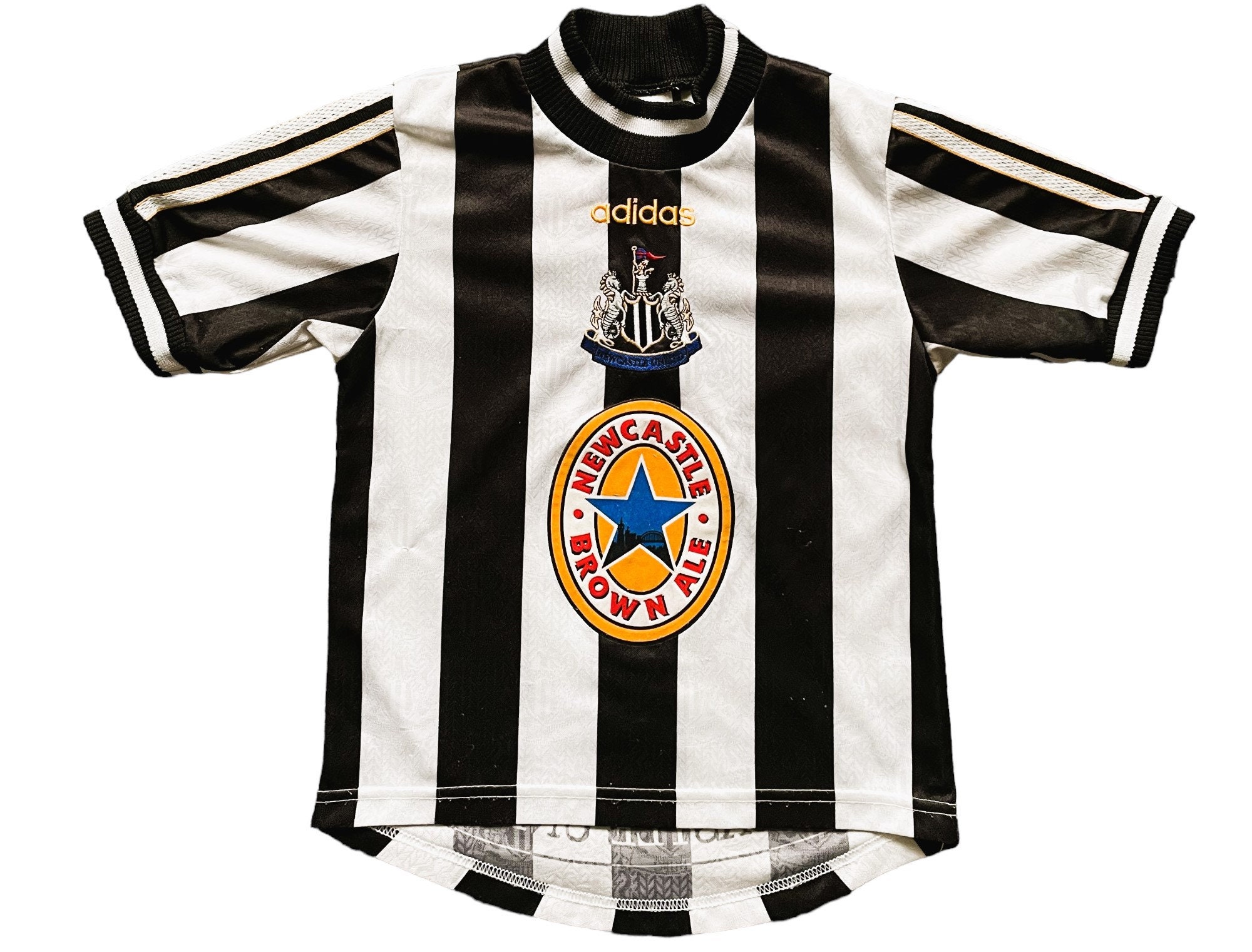 Vintage Adidas NEWCASTLE UNITED Brown Ale 97/98 Away Football Jersey Youth  M
