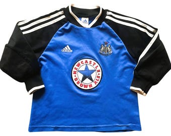 Camiseta de portero vintage Adidas Newcastle 1999-00 (buena) Talla pequeña para niño 128