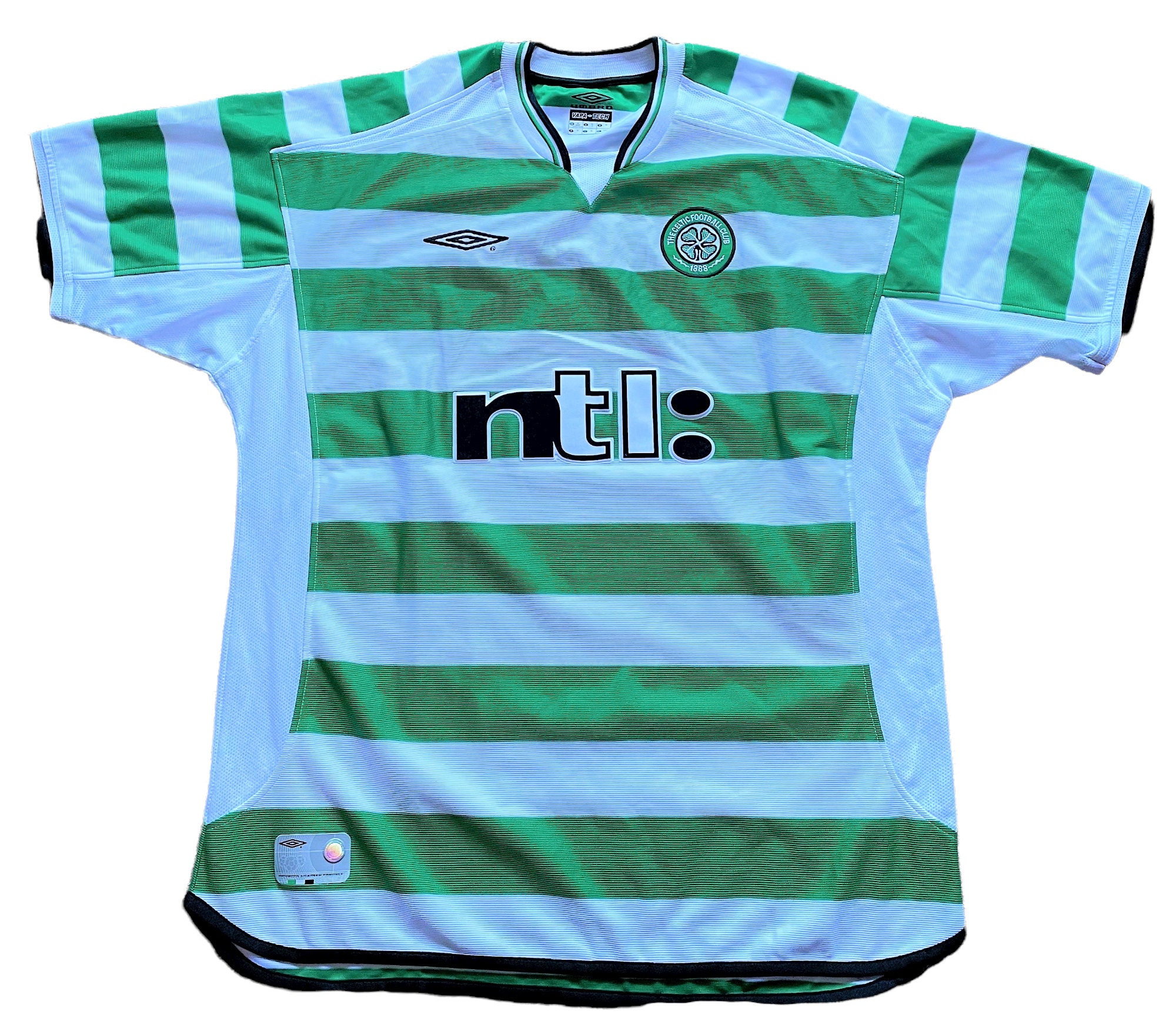 Celtic Away football shirt 2001 - 2002. Sponsored by NTL