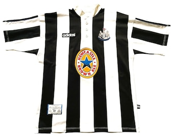 Vintage Adidas Newcastle Home Shirt 1995-97 Ginola 14 (very good) Adults Large
