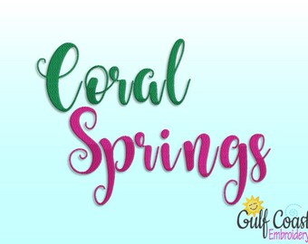 Coral Springs Machine Embroidery Font Monogram Alphabet Set, Bx Ready Font, Viking, Janome, Baby-Lock, Bernina, Brother, Singer, PES, JEF