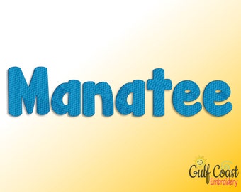 Digital Embroidery Font, Manatee Bubble Machine Embroidery Font Alphabet, Instant Download Font - 3 Sizes 1 inch, 2 inch and 3 inches
