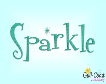 Sparkle Machine Embroidery Font Monogram Alphabet, Retro Embroidery Font, Bx Format included, Pes Format, and Many More - 5 Sizes