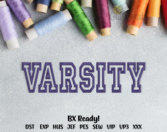 Varsity Machine Embroidery Font Alphabet, Sports Machine Embroidery Font, Sports Monogram Embroidery Font, BX Format Included! 3 Sizes