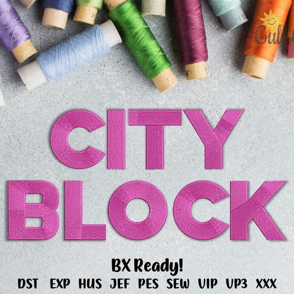 City Block Machine Embroidery Font Monogram Alphabet, Old School Embroidery Font, Retro Block Embroidery Font - 3 Sizes BX, Pes, Hus, Jef...