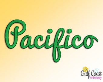 Alfabeto monograma de fuente de bordado a máquina Pacifico Script, diseño de fuente de bordado Script, bordado Script BX - 3 tamaños