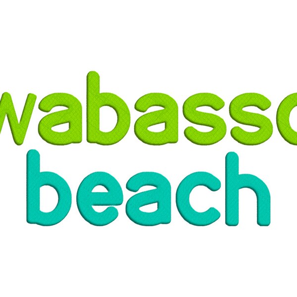 Wabasso Beach Machine Embroidery Font Monogram Alphabet, Multiple Formats Including BX Dst Exp Hus Jef Pes Sew Vip Vp3 XXX - 3 Sizes