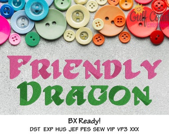 Friendly Dragon Machine Embroidery Font Alphabet,  Embroidery Machine Font Download, BX Format Included! Multiple Formats