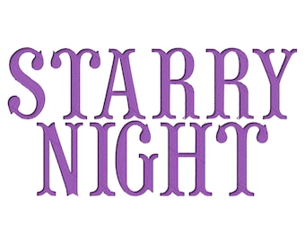Starry Night Embroidery Machine Font, Embroidery Monogram Alphabet, Bx format- Instant Download, bx- pes-dst- exp- hus- jef- vip-xxx formats