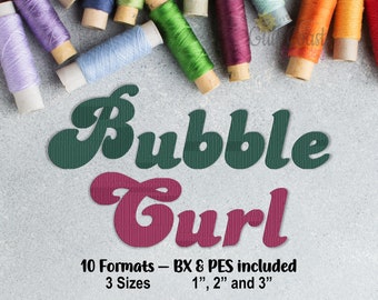 Alphabet monogramme de polices de broderie machine - broderie machine à motif bulles, 3 tailles incluses 1 pouce, 2 pouces et 3 pouces