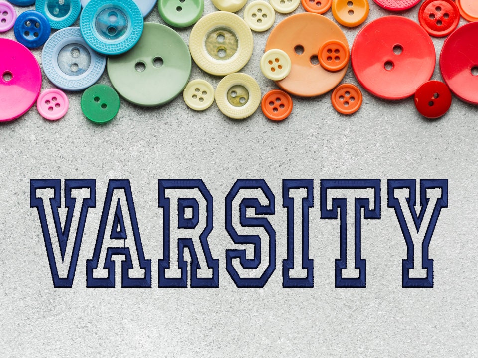 Varsity Machine Embroidery Font Alphabet, Sports Machine Embroidery F…