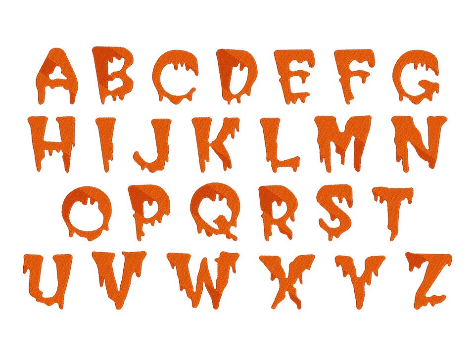 Halloween Machine Embroidery Font Monogram Alphabet Halloween Etsy