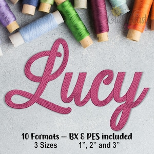 Embroidery Machine Font Alphabet - Lucy Machine Embroidery, 3 Sizes Included 1 inch, 2 inch and 3 inches - BX Embroidery Font, Pes, Hus Etc.