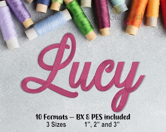 Maschinenstickerei Schrift Alphabet - Lucy Maschinenstickerei, 3 Größen inklusive 1 Zoll, 2 Zoll und 3 Zoll - SX Embroidery Font, Pes, Hus Etc.