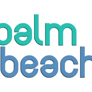 Palm Beach Machine Embroidery Font Alphabet, Machine Embroidery Font, Multiple Formats Including BX Dst Exp Hus Jef Pes Vip Vp3 - 3 Sizes