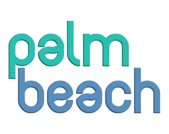 Alfabeto con carattere per ricamo a macchina Palm Beach, carattere per ricamo a macchina, formati multipli, tra cui BX Dst Exp Hus Jef Pes Vip VP3 - 3 dimensioni