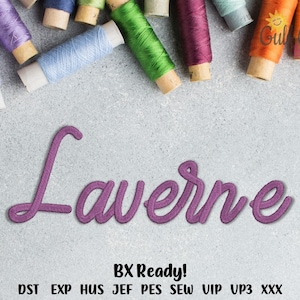 Laverne Machine Embroidery Font Monogram Alphabet, Cursive Script Embroidery Font, Pes Embroidery Font, BX Format Included!! - 3 Sizes