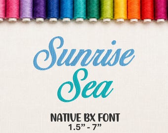 Sunrise Sea NATIVE BX Embroidery Font, Scalable 1.5"–7", Cursive Script Alphabet, Wedding Monogram, Machine Embroidery