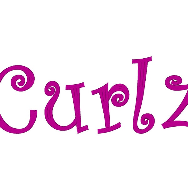 Curlz Embroidery Machine Font Letter Alphabet, Multiple Formats, Bx Incuded!! Instant Embroidery Download, Quality Font Embroidery