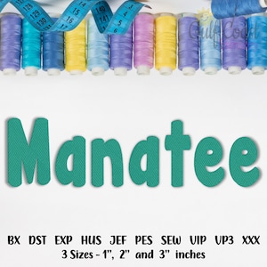 Digital Embroidery Font, Manatee Bubble Machine Embroidery Font Alphabet, Instant Download Font - 3 Sizes 1 inch, 2 inch and 3 inches