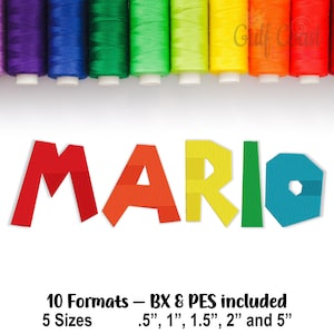 Mario Machine Embroidery Font Monogram Alphabet, Old School Embroidery Font, Gamer Embroidery Font, Retro Embroidery Font - 5 Sizes