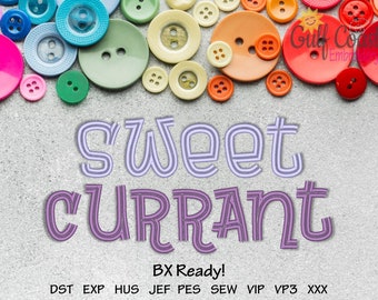 Embroidery Machine Font Monogram Alphabet - Sweet Currant Machine Embroidery, 3 Sizes Included 1 inch, 2 inch and 3 inches