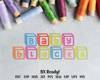 Baby Blocks Machine Embroidery Font Alphabet, Children's Monogram Machine Embroidery